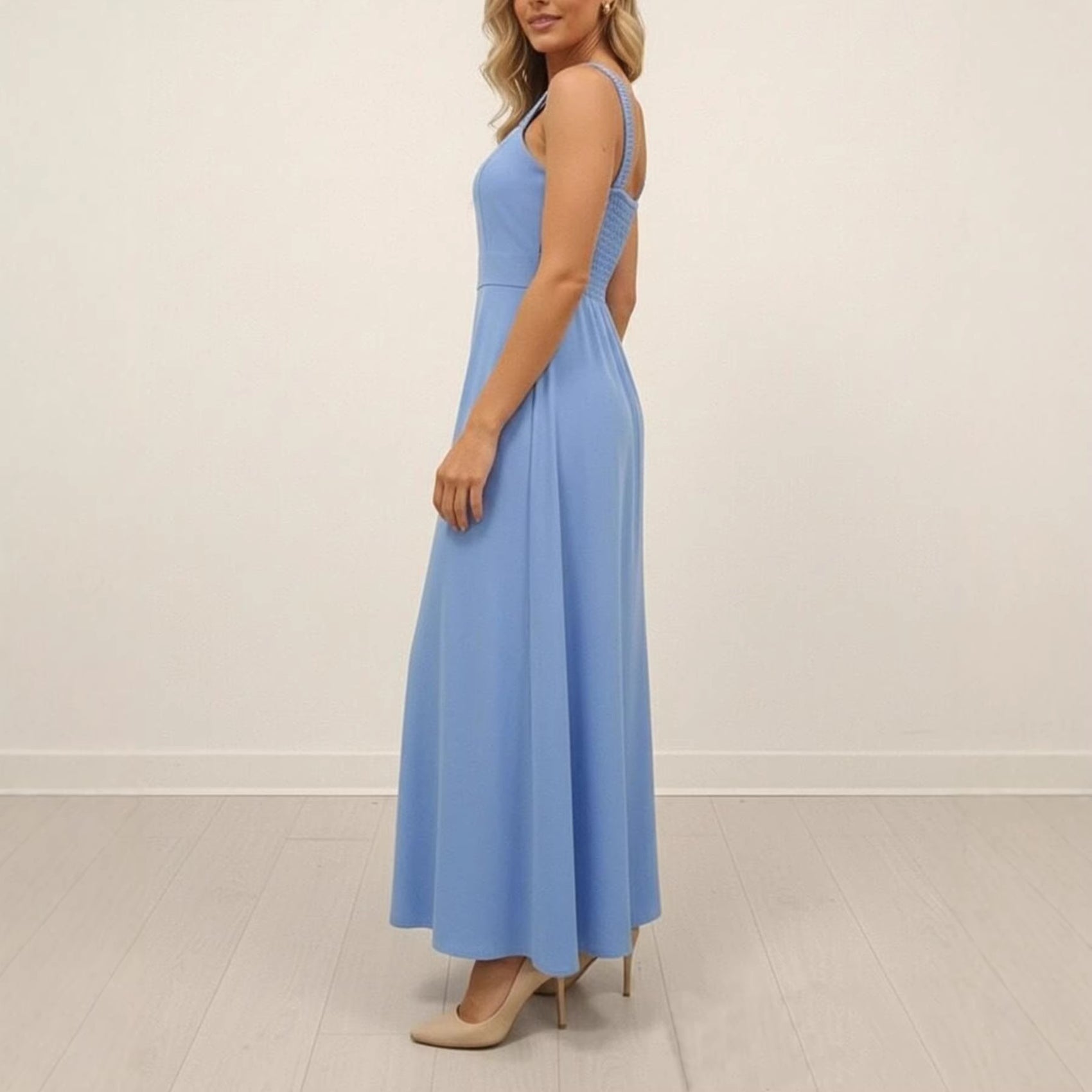 Elegant Solid-color Split Maxi Slip Dress