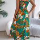 Women's Floral Print Tie Waist Camisole Beach Vacation Maxi Dress