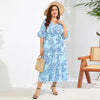 Casual Vacation Plus-size Flared Sleeve Maxi Dress