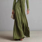 Womens Pleated V-Neck Dress