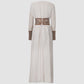 Deep V Long Sleeve Diamond Waist Maxi Dress