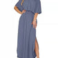 Printed Off-shoulder Short-sleeve Maxi Dress