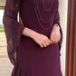 Burgundy Beaded Square Neck Ruffle Maxi Dress