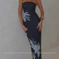 Body-hugging, Sexy Off-shoulder Printed Maxi Dress